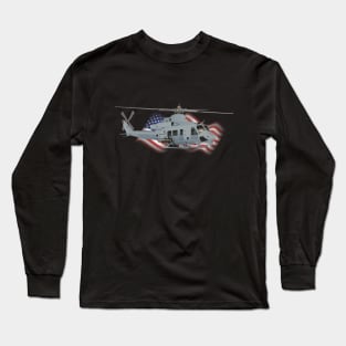 Patriotic UH-1Y Venom Helicopter Long Sleeve T-Shirt